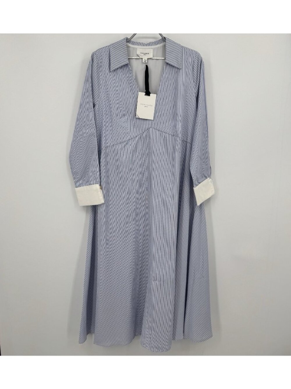 Pomander Place by Tuckernuck Blue Stripe Cannes Maxi Dress sz M NWT Collared